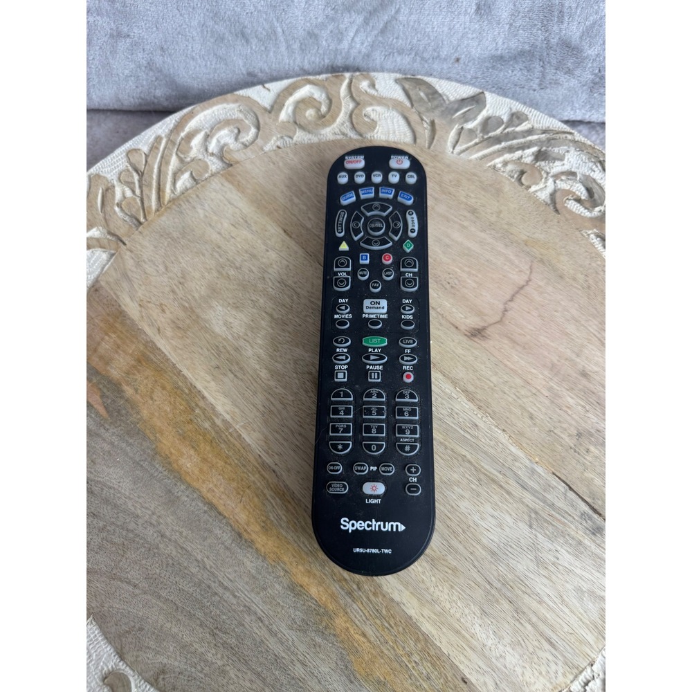 Spectrum UR5U-8780L-TWC Universal Remote Control Black Backlit TV Cable DVD VCR